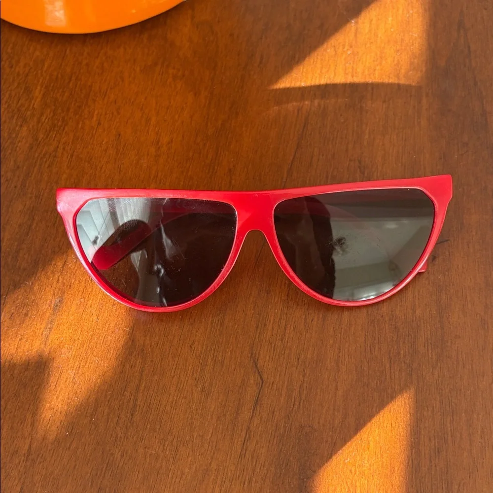 Red Loewe plastic frame black lens flat cat eye sunglasses sunnies gold